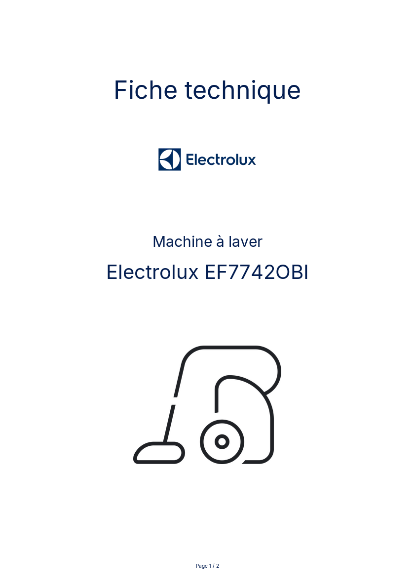 Page n°1 - Fiche technique Electrolux EF7742OBI