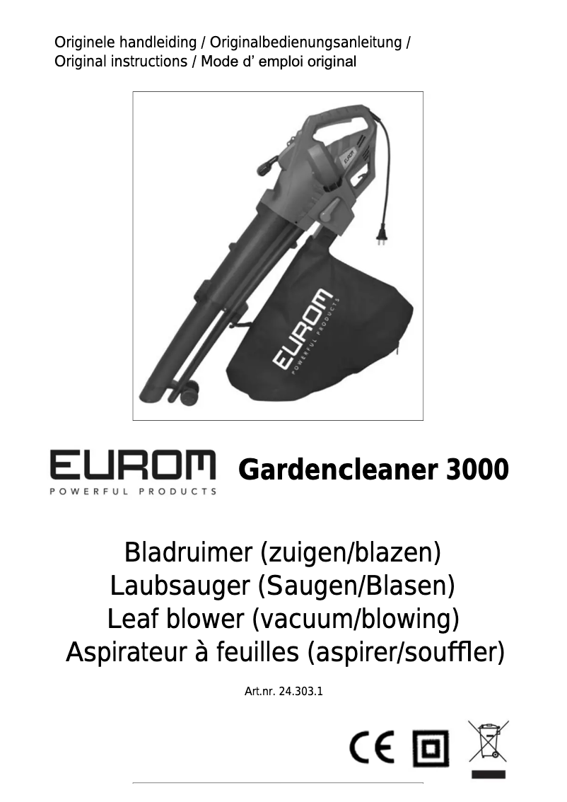 Página 1 del manual Manual de usuario Eurom Gardencleaner 3000