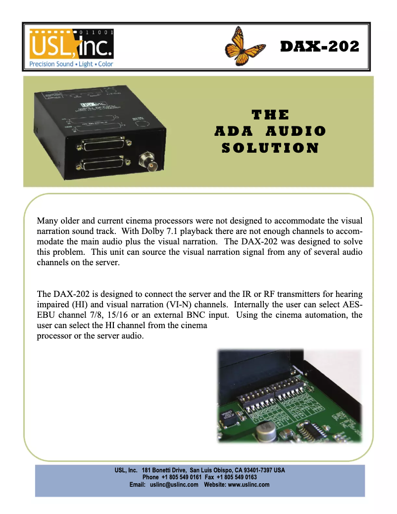 Image de la première page du manuel de l'appareil USL DAX-202
