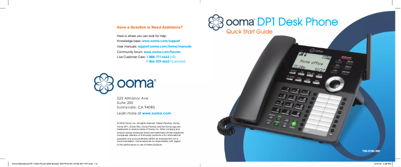 Page n°1 - Manuel utilisateur Ooma Telo 2