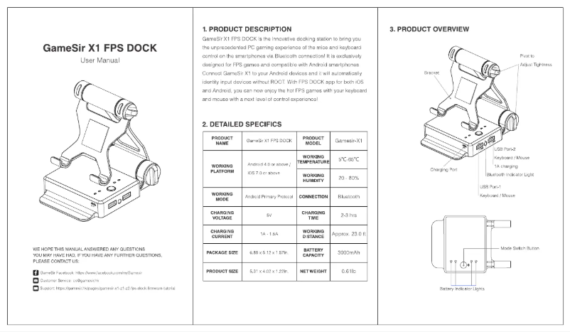 Page 1 de la notice Manuel utilisateur Gamesir X1