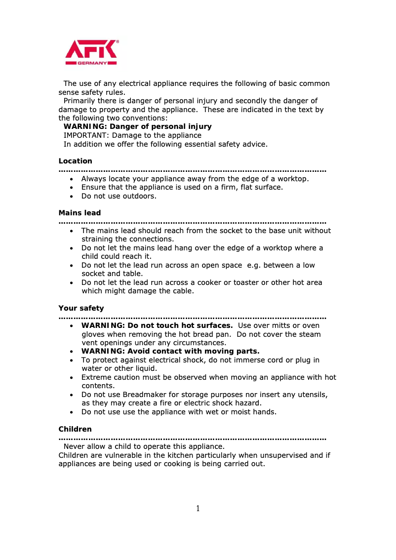 Page 1 de la notice Manuel utilisateur AFK BME-3