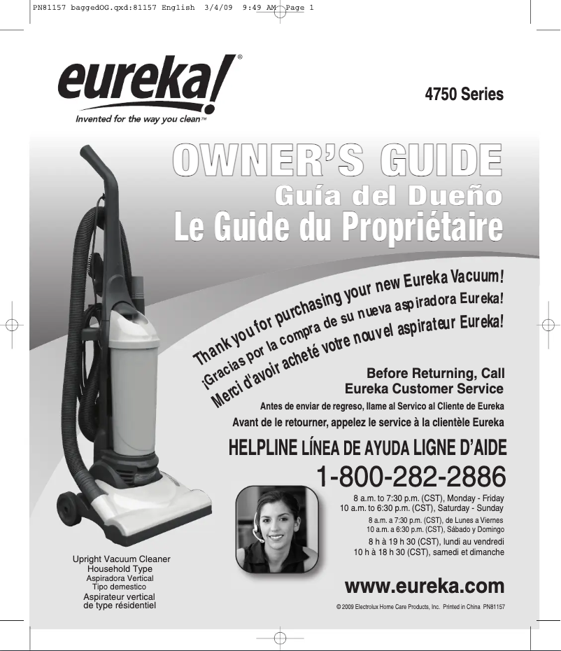 Page n°1 - Manuel utilisateur Electrolux LightSpeed 4750A