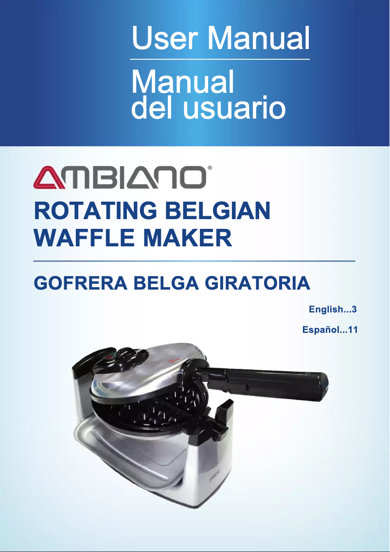 Image de la première page du manuel de l'appareil Rotating Belgian Waffle Maker SW-087A