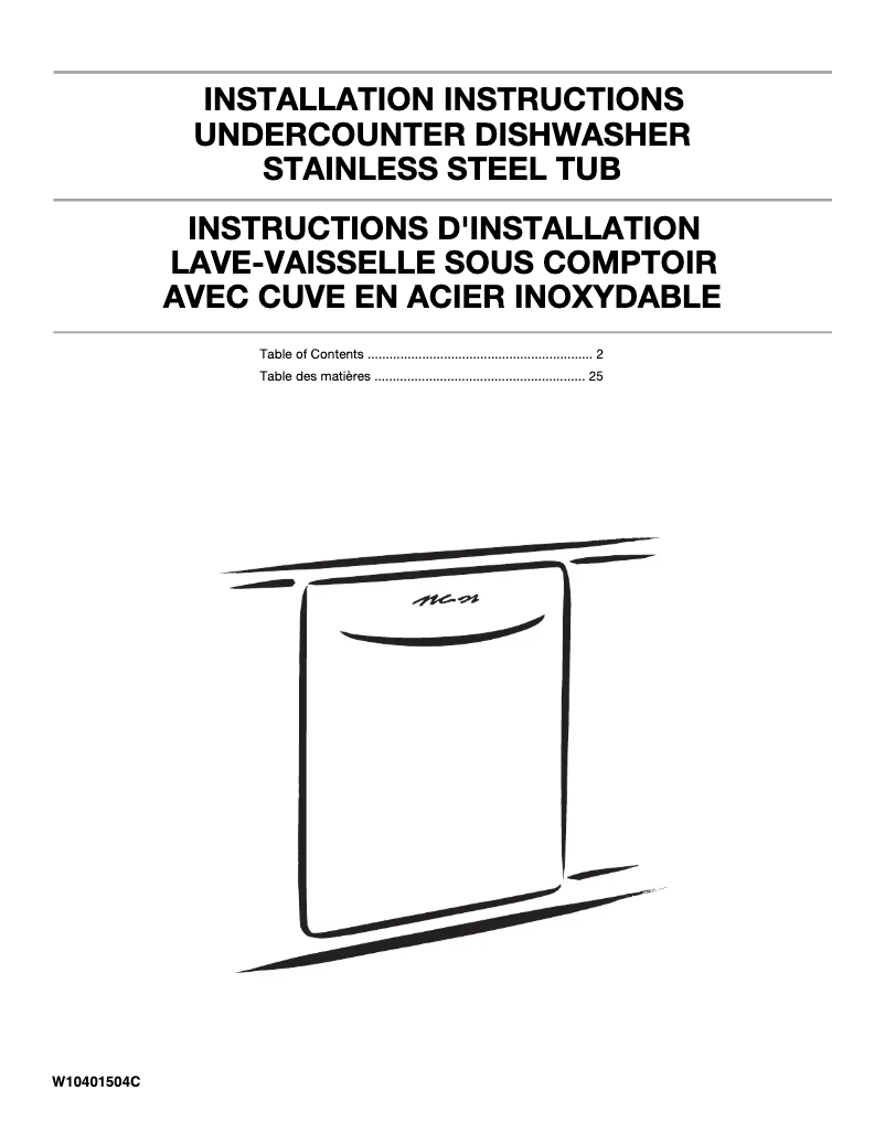 Page n°1 - Instructions / montage Maytag JetClean Plus MDB7749SBM