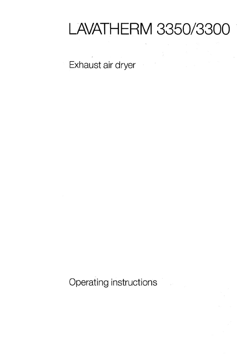 Page n°1 - Manuel utilisateur AEG-Electrolux Lavatherm 3300