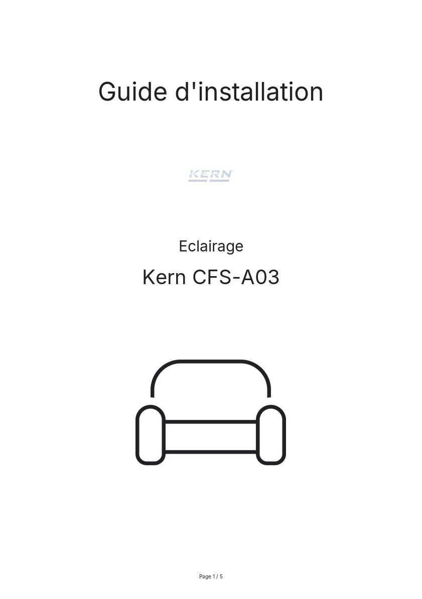 Page n°1 - Guide d'installation Kern CFS-A03