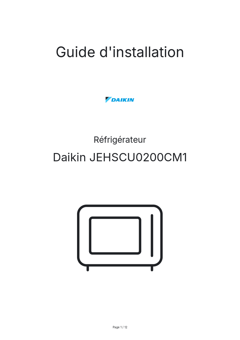 Image de la première page du manuel de l'appareil JEHSCU0200CM1