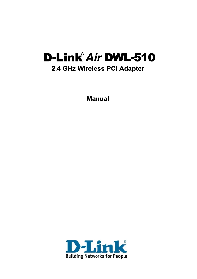 Page n°1 - Manuel utilisateur D-Link Air DWL-510