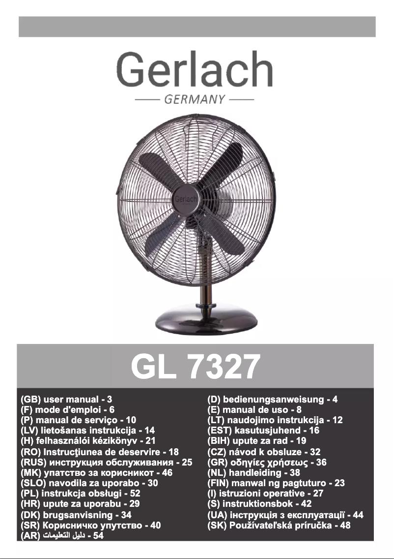 Page 1 de la notice Manuel utilisateur Gerlach GL 7327