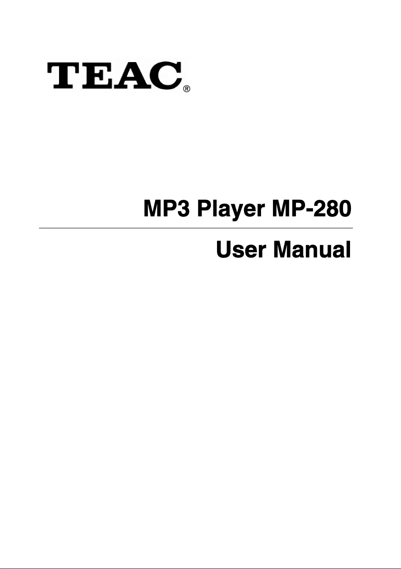 Page n°1 - Manuel utilisateur Teac MP-280