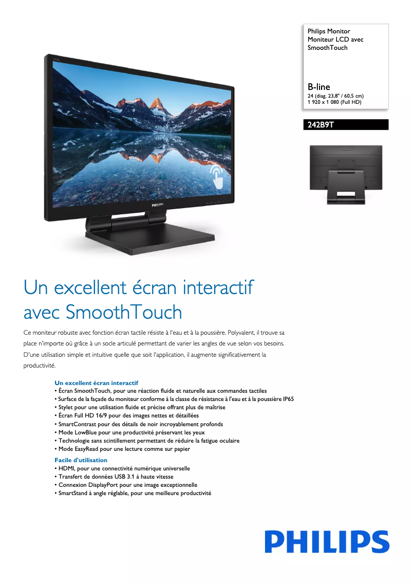 Page n°1 - Fiche technique Philips 242B9T