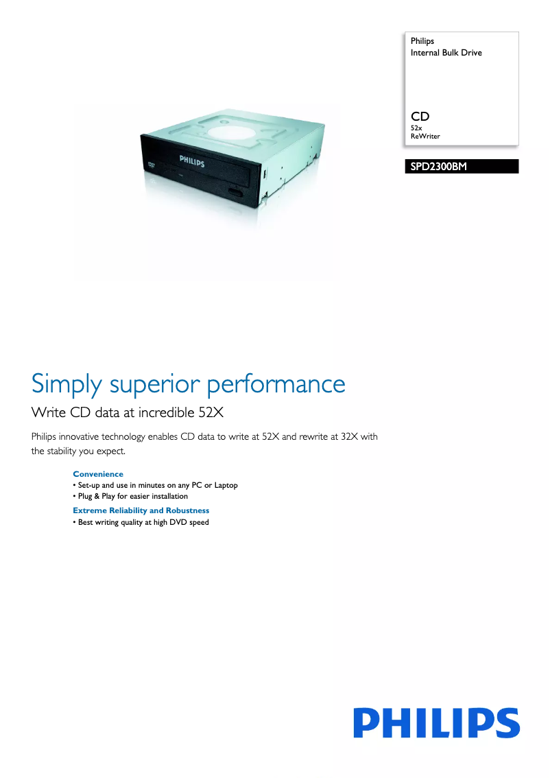 Página 1 del manual Folleto Philips SPD2300BM