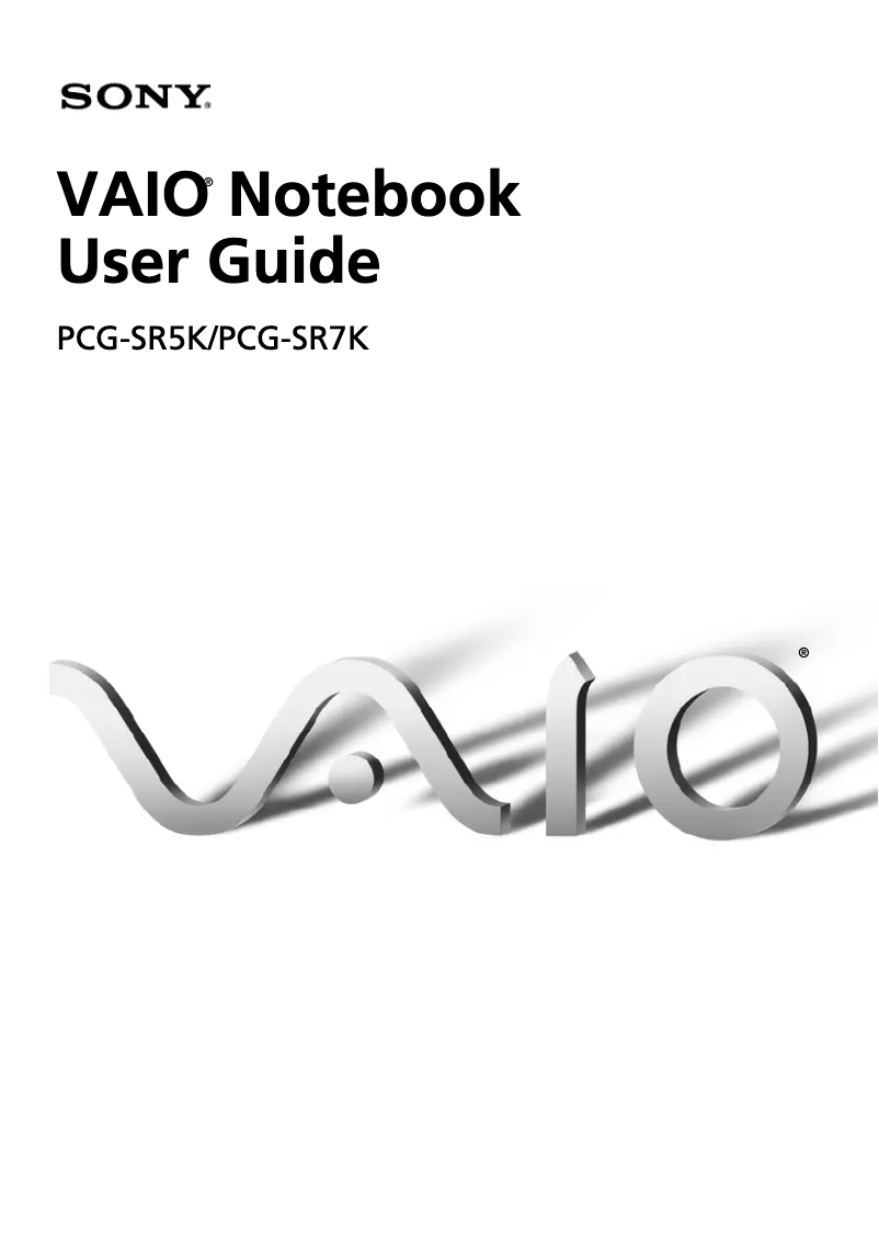 Image de la première page du manuel de l'appareil Vaio PCG-SR5K