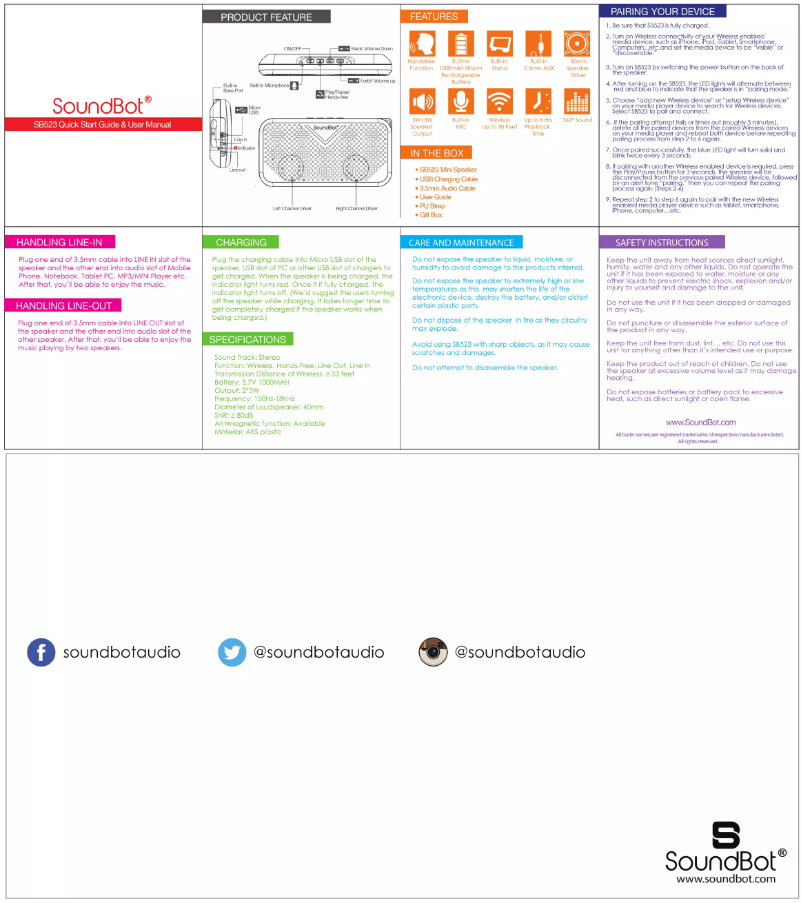 Image de la première page du manuel de l'appareil SB523