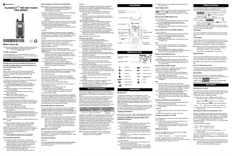 Page 1 de la notice Manuel utilisateur Motorola Talkabout T460