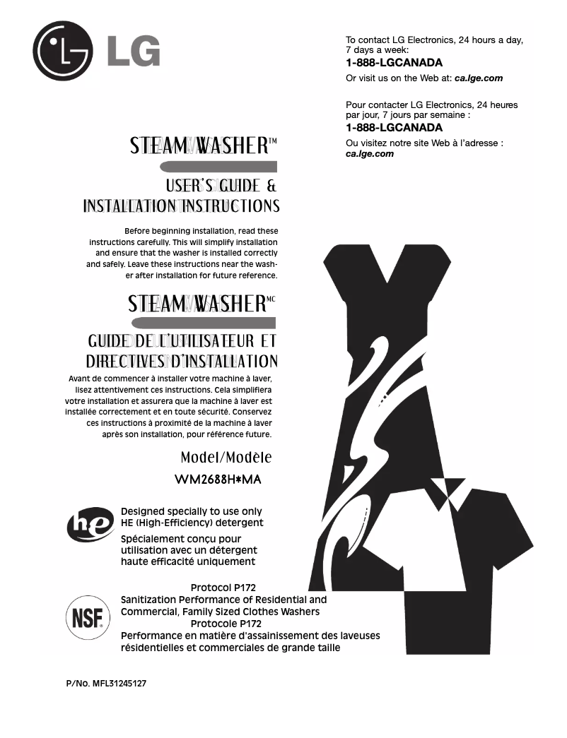 Page 1 de la notice Manuel utilisateur LG WD-13514BDA