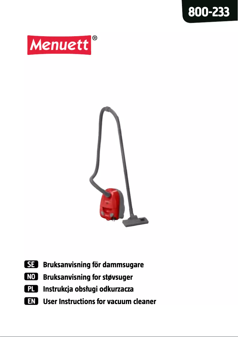 Page 1 de la notice Manuel utilisateur Menuett 800-233
