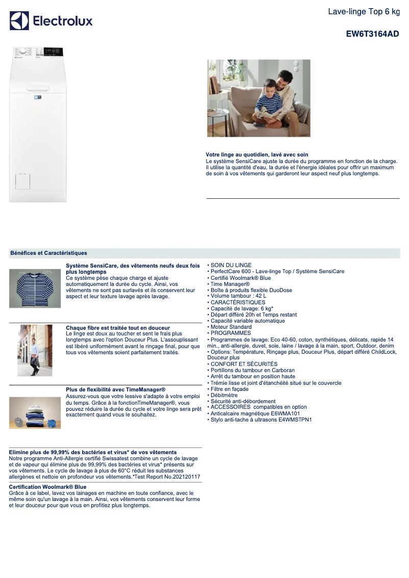 Image de la première page du manuel de l'appareil EW6T3164AD