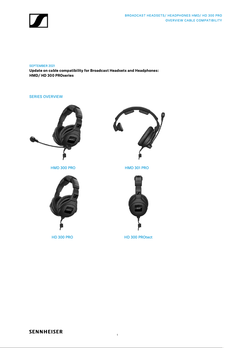 Page 1 de la notice Fiche technique Sennheiser HD 300 PROtect