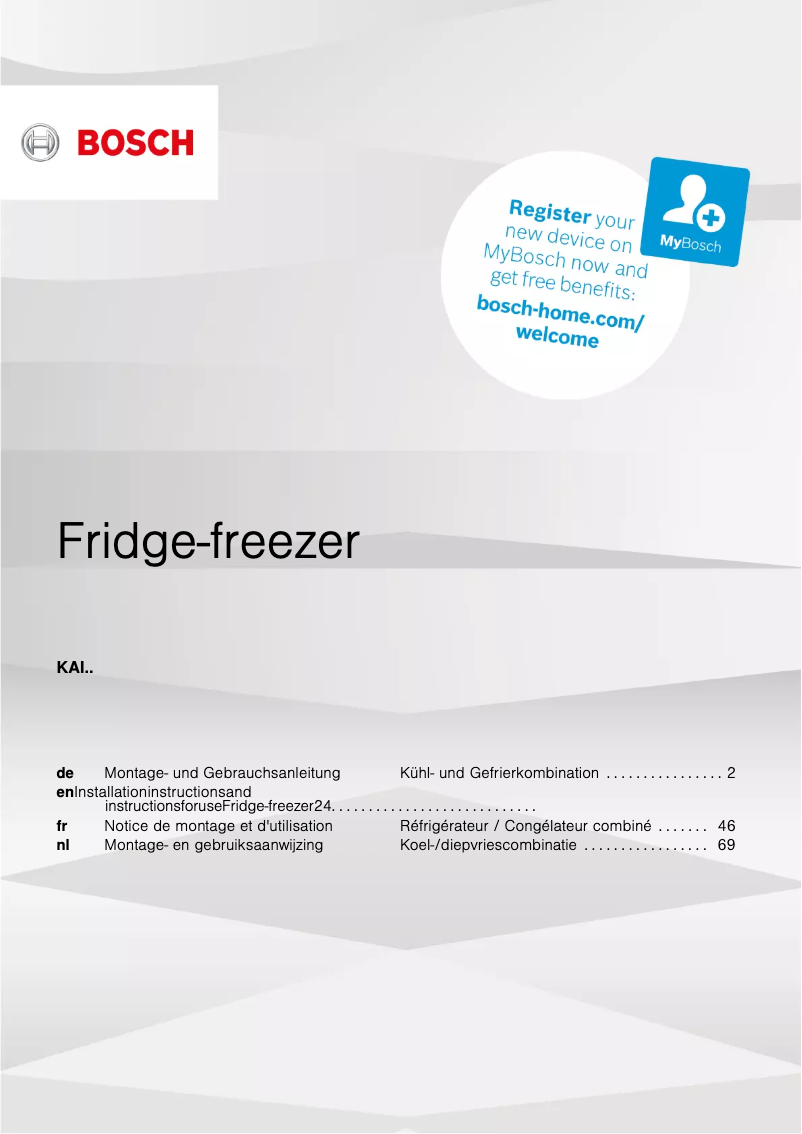 Page n°1 - Manuel utilisateur Bosch KAI93VBFP