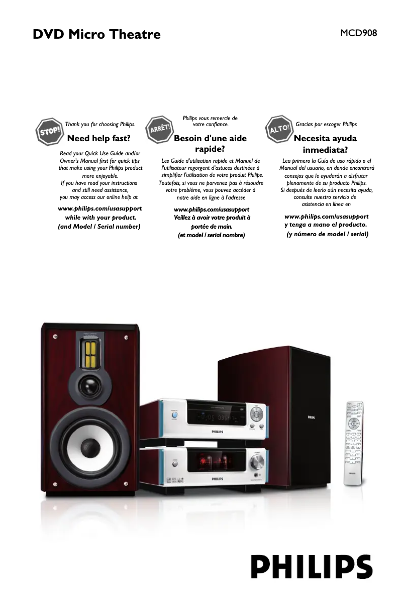 Imagen de la primera página del manual del dispositivo MCD908