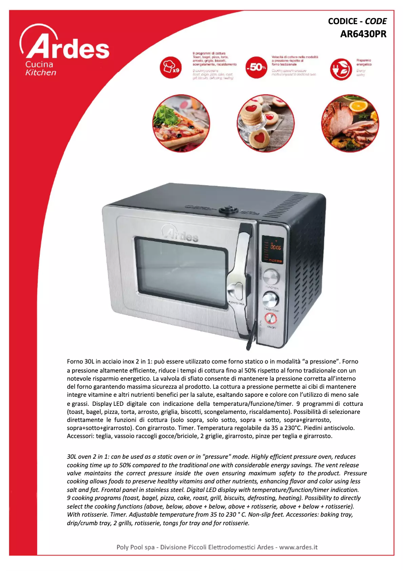 Página 1 del manual Ficha técnica Ardes AR6430PR