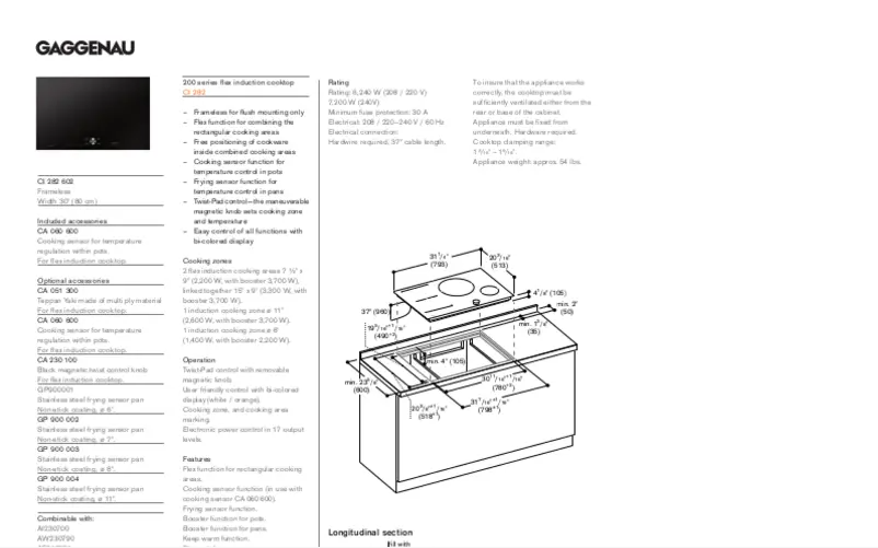 Page 1 of the manual Technical Sheet Gaggenau CI282602
