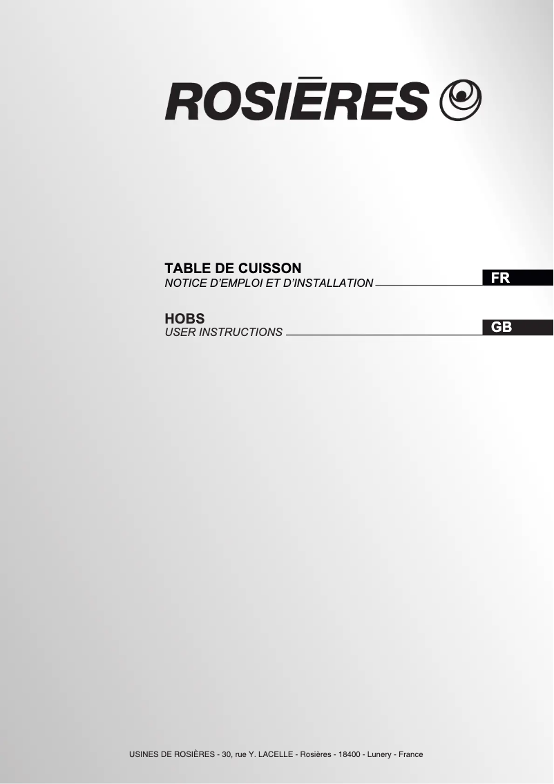 Page 1 de la notice Manuel utilisateur Rosieres RH 63 CT/1