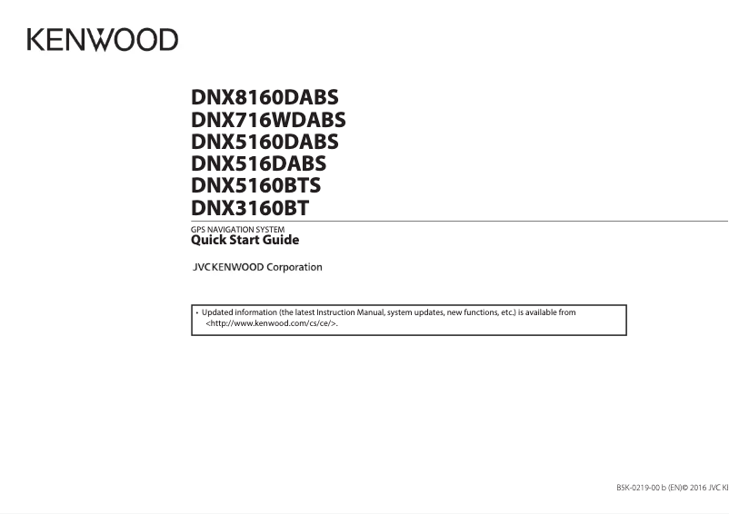 Page n°1 - Guide de démarrage rapide Kenwood DNX5160BTS