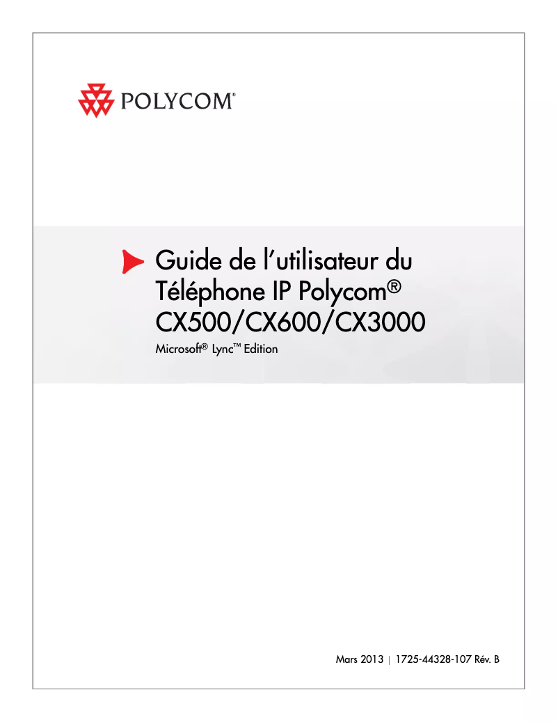 Page n°1 - Manuel utilisateur Polycom CX3000