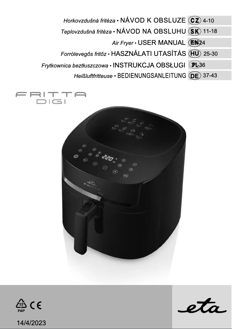 Page n°1 - Manuel utilisateur Eta Fritta Digi 316890000