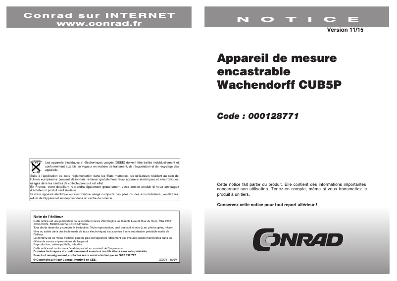 Page n°1 - Manuel utilisateur Wachendorff CUB5P