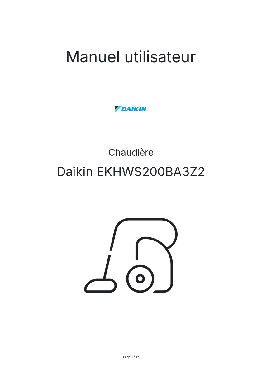 Image de la première page du manuel de l'appareil EKHWS200BA3Z2