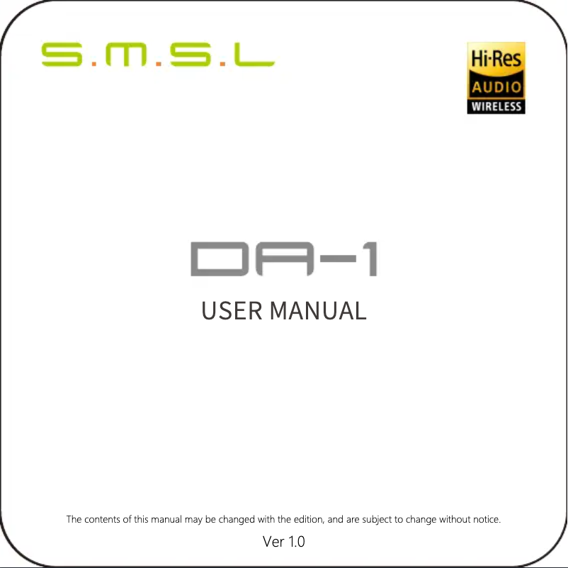 Page n°1 - Manuel utilisateur S.M.S.L DA-1