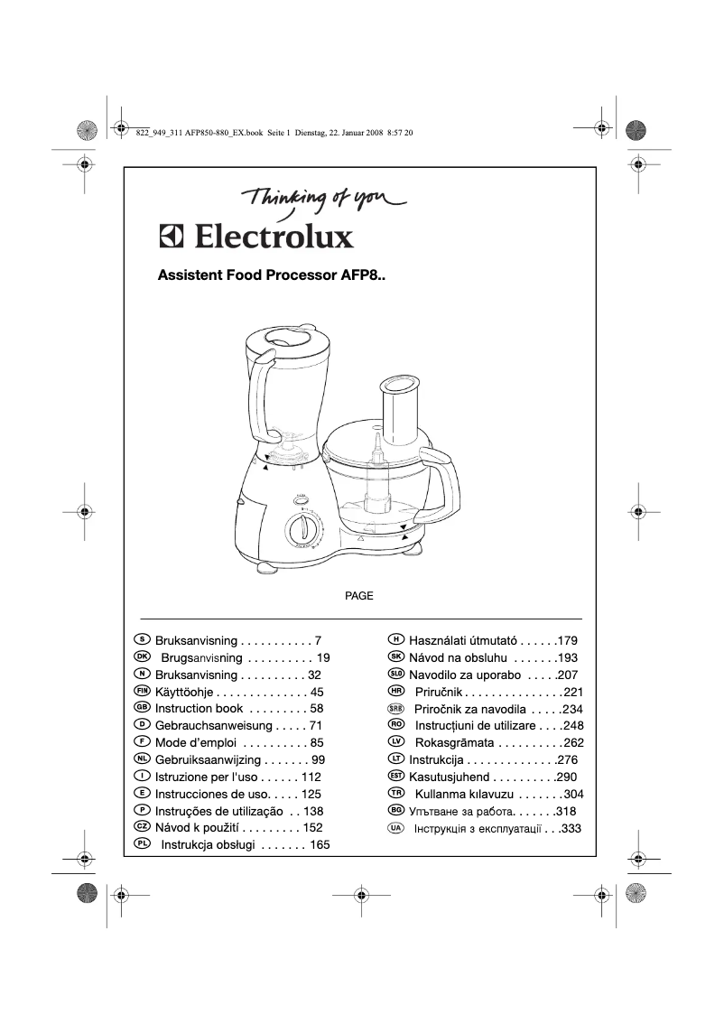 Page n°1 - Manuel utilisateur Electrolux AFP 880
