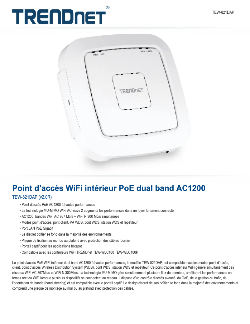 Image de la première page du manuel de l'appareil TEW-821DAP