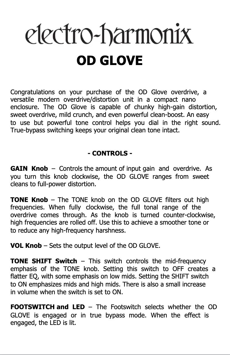Image de la première page du manuel de l'appareil OD Glove