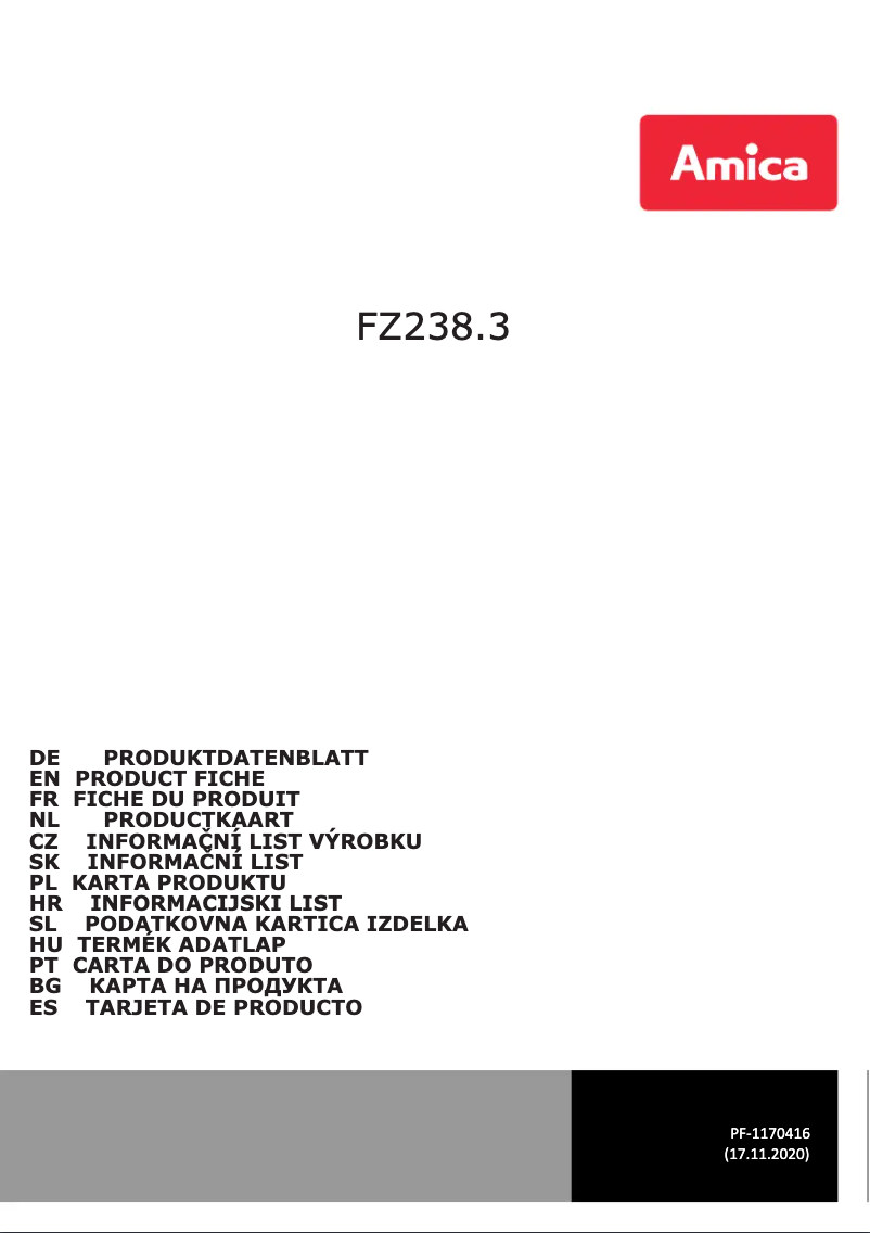 Page n°1 - Manuel utilisateur Amica FZ238.3