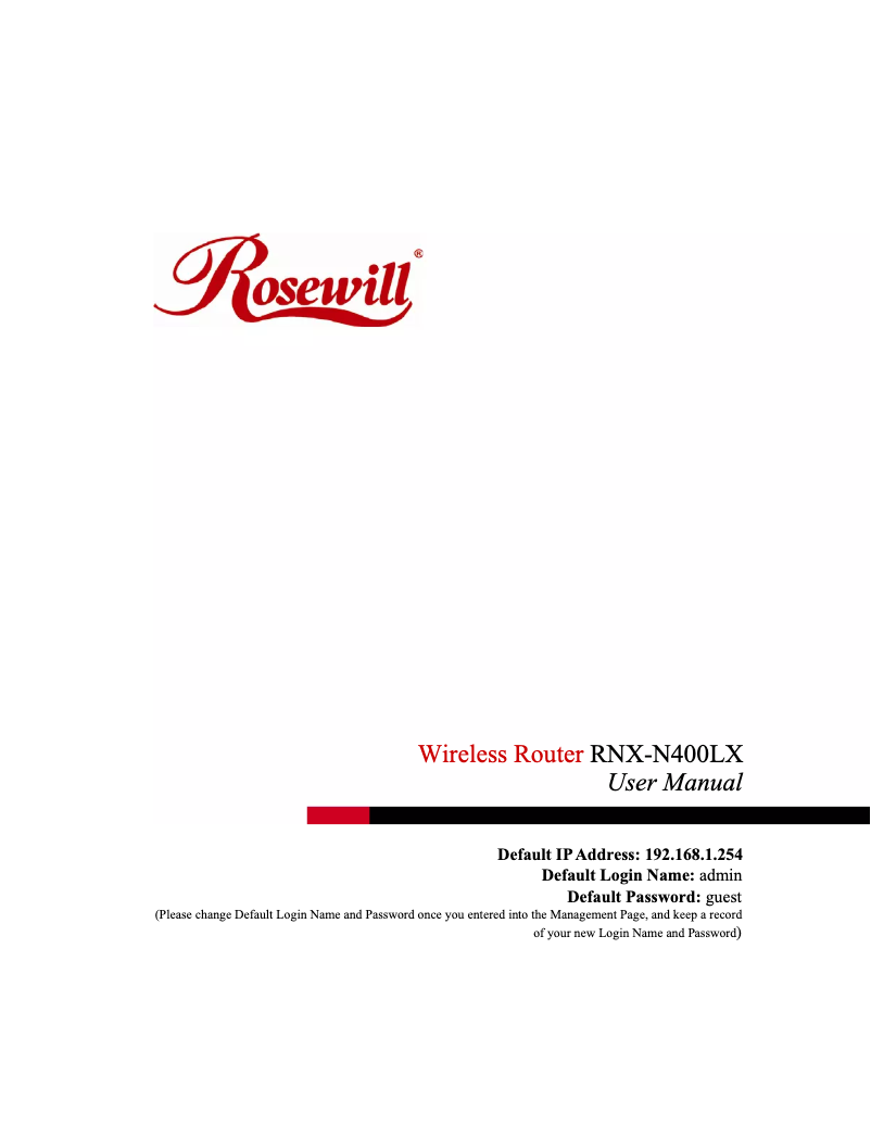 Page n°1 - Manuel utilisateur Rosewill RNX-N400LX