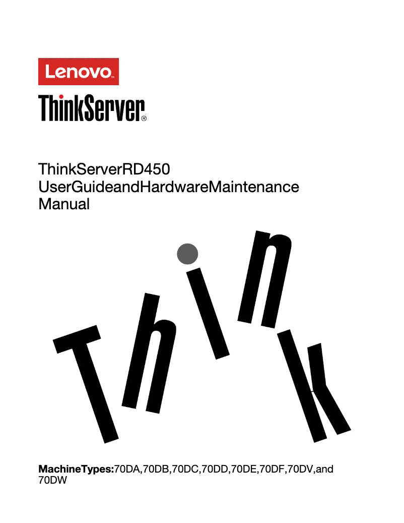 Page 1 de la notice Manuel utilisateur Lenovo ThinkServer RD450