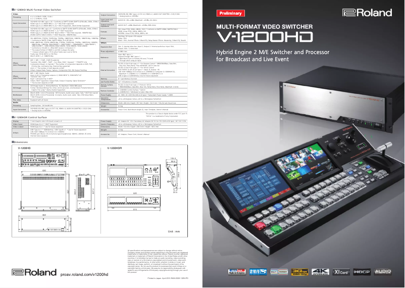 Image de la première page du manuel de l'appareil V-1200HD