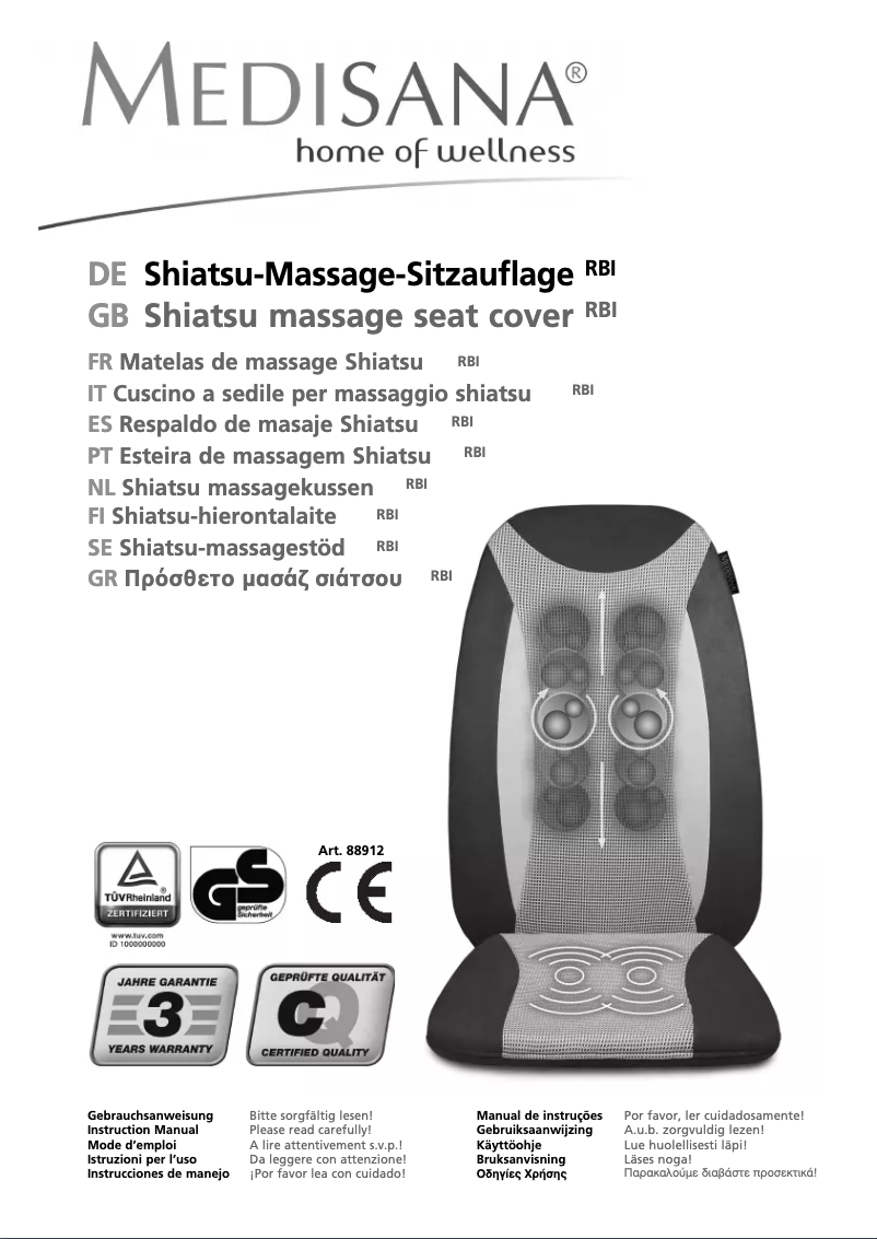 Page 1 de la notice Manuel utilisateur Medisana 88912