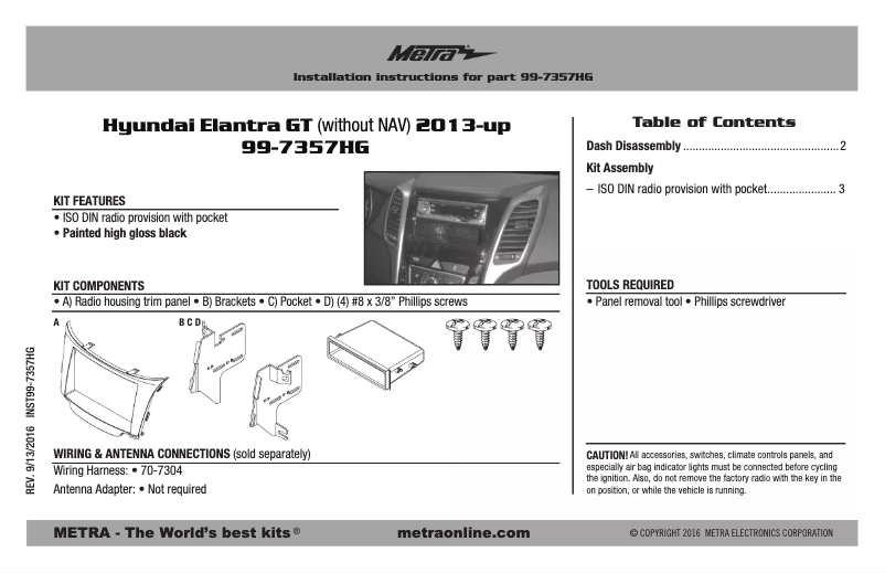 Page n°1 - Guide d'installation Metra 99-7357HG