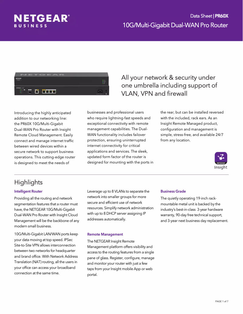 Page n°1 - Fiche technique Netgear PR60X