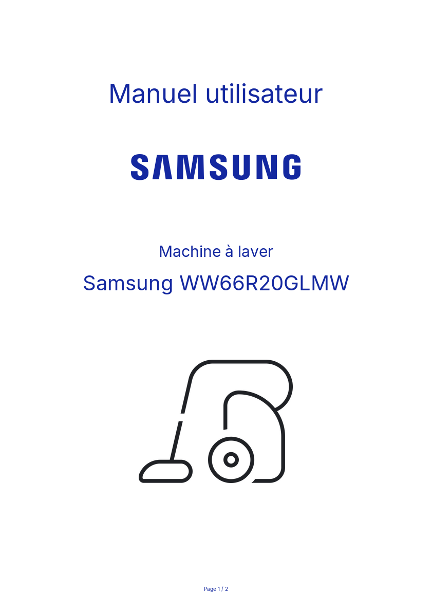 Page n°1 - Manuel utilisateur Samsung WW66R20GLMW