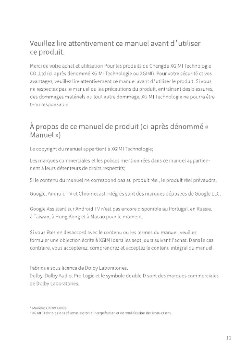 Page n°1 - Manuel utilisateur XGIMI MoGo Pro