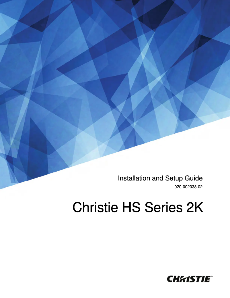 Page n°1 - Guide d'installation Christie DWU19-HS