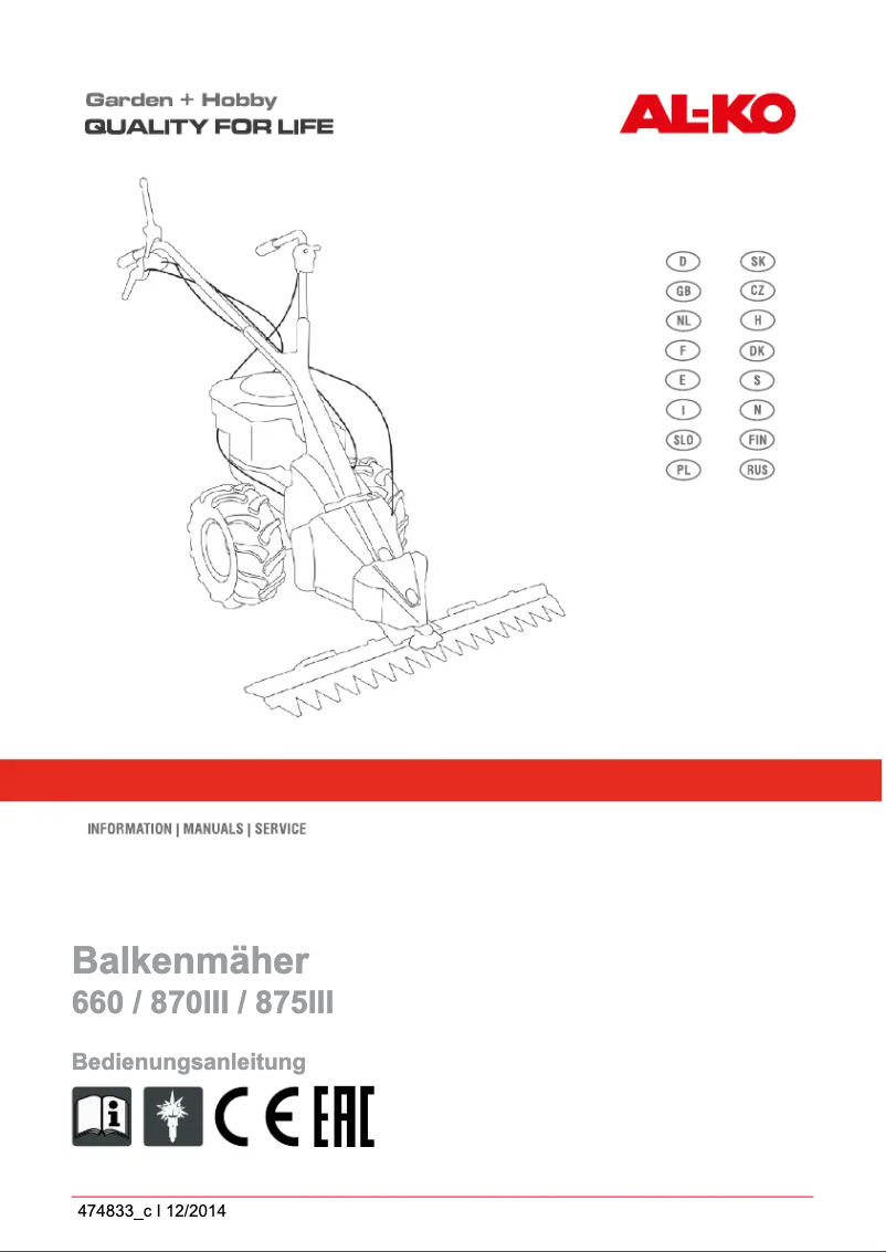 Page n°1 - Manuel utilisateur AL-KO BM 875 III