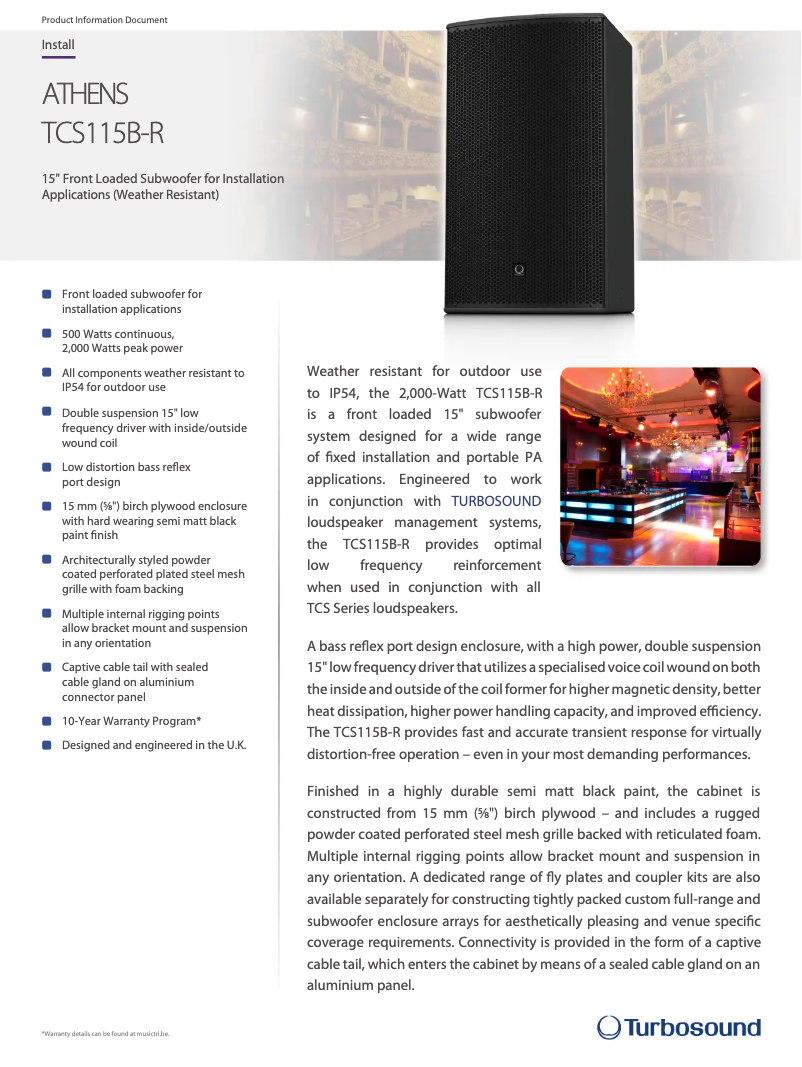 Page n°1 - Fiche technique Turbosound Athens TCS115B-R